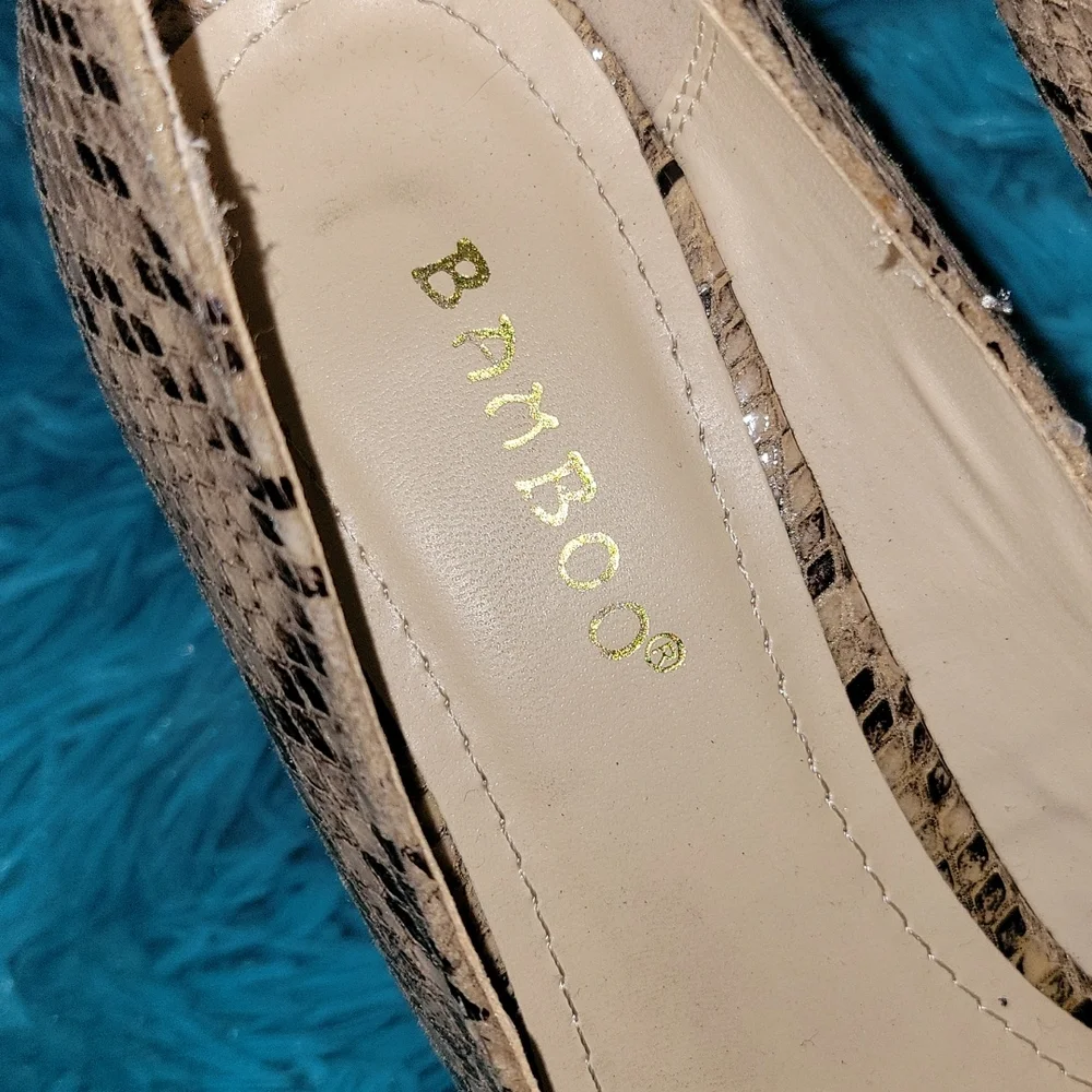 Bamboo Snakeskin Print Stiletto Heels Size 7.5 - Picture 4 of 8